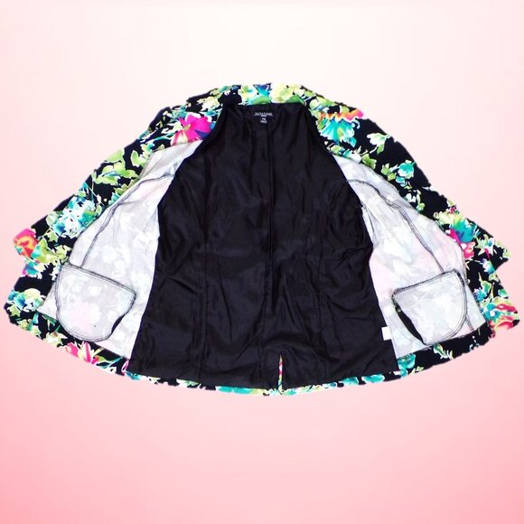 NOTATIONS PETITE size PM multicolor floral 3/4-sleeve blazer cotton/spandex - Picture 13 of 16